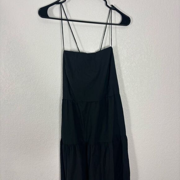 Rails Black Leni Open Back with Tie Midi Dress Cotton/Lyocell Women's XL - Picture 3 of 9